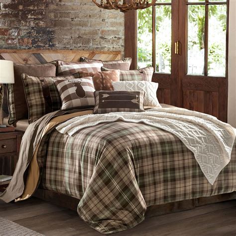 Huntsman Rustic Tartan Plaid Comforter Bedding by Mossy Oak