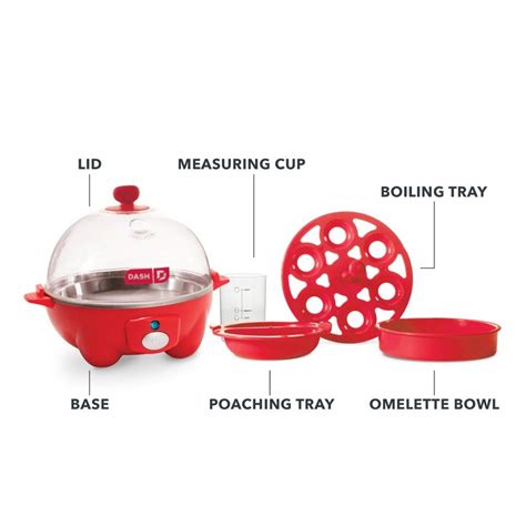 Dash Rapid Egg Cooker, 360W, DEC005RD - Red| Xcite Kuwait