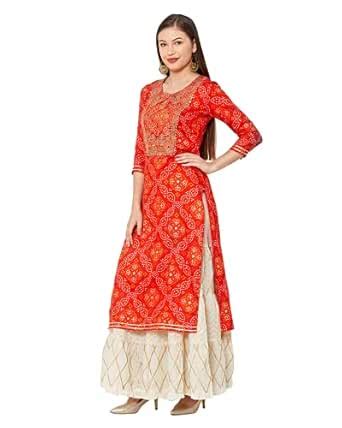 Buy YWULY Women's Embroidery and Gotta Work/Ethnic Straight Rayon Kurti ...
