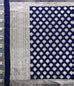 Navy Blue Silk Dupatta, with Leaf Motif and Floral Border – WeaverStory