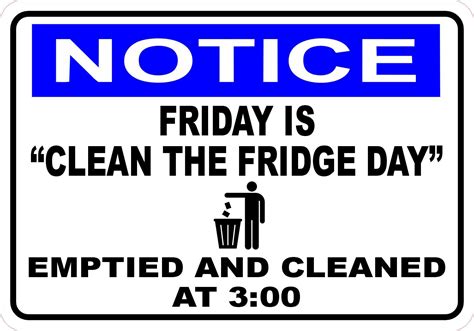 StickerTalk Clean the Fridge Day 3:00 Sticker, 5 inches x 3.5 inches ...