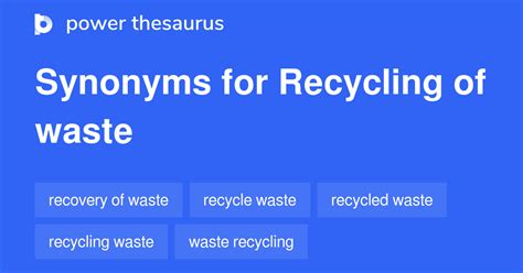 Recycling Of Waste synonyms - 30 Words and Phrases for Recycling Of Waste
