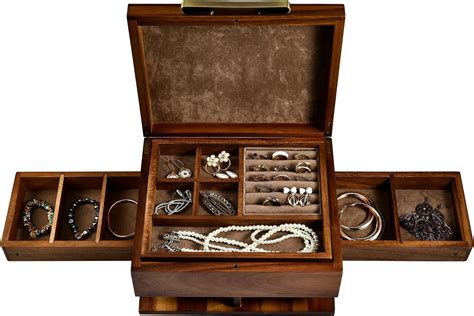 Amazon.com: Useekoo Wooden Jewelry Box with Acrylic Lid & Nine ...