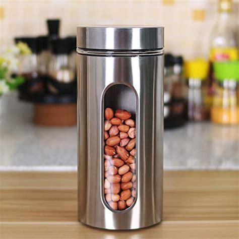 Buy Femora Oval Shape Glass Window Jars |Steel Body See Through Window ...