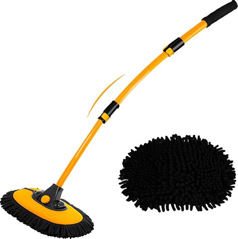 15° Curved Car Wash Brush with Telescopic Handle 43" Aluminum Alloy ...