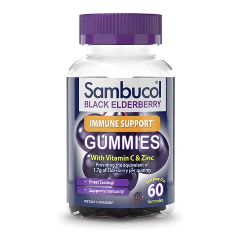 Sambucol Black Elderberry Gummies for Adults with Vitamin C and Zinc ...