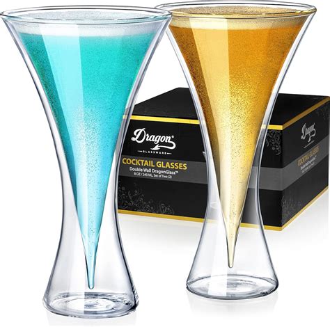 Dragon Glassware Cocktail Glasses - 8 oz Clear Double Wall Insulated ...