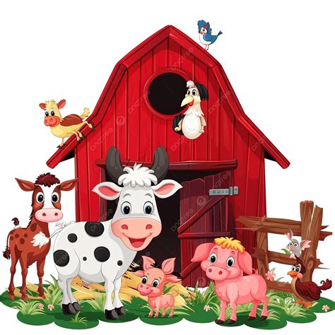 Farm Animals Near Of The Barn, Happy, Hen, Farm Village PNG Transparent ...