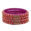Sukriti Handcrafted Glossy Zircon Crystal Glass Magenta Bangles for Wo ...