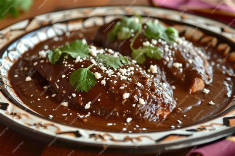 Premium Photo | A plate of mole poblano a traditional Mexican sauce ...