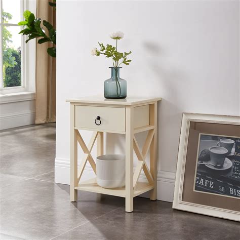 Eily Night Stand Bedside Table with Drawer Wooden Side Tables Bedroom ...