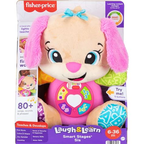 Fisher-price – Laugh & Learn Smart Stages Sis Pink Plush Musical Learning Toy For Baby & Toddler ...