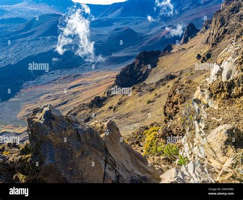 View Overlooking The Rim of Haleakala Crater, Haleakala National Park, Maui, Hawaii, USA Stock ...
