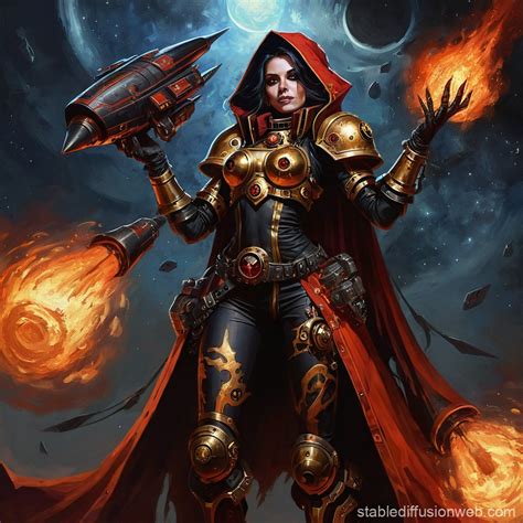 painting portrait full body grimdark pyromancer biomaner psyker male ...