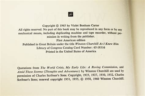 Hardcover Book, Winston Churchill, Violet Bonham Carter, First Edition ...