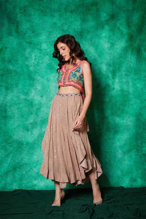 Crop-Jacket with Drape Pants – Saaj By Ankita