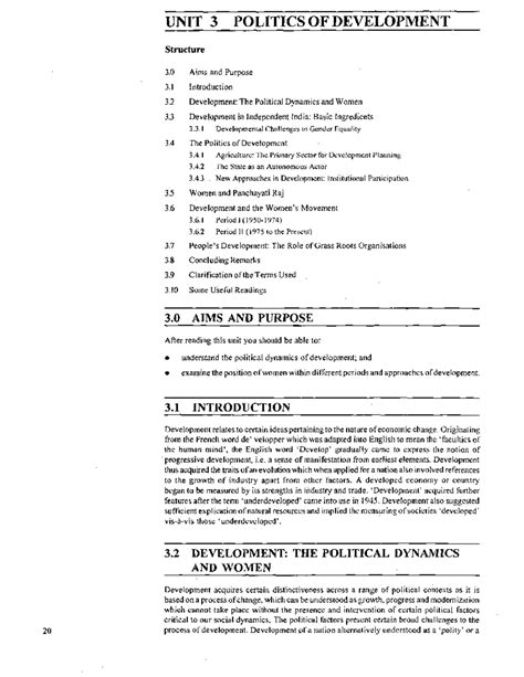 Unit-3 - notes - UNIT 3 POLITICS OF DEVELOPMENT Structure 3 Aims and ...