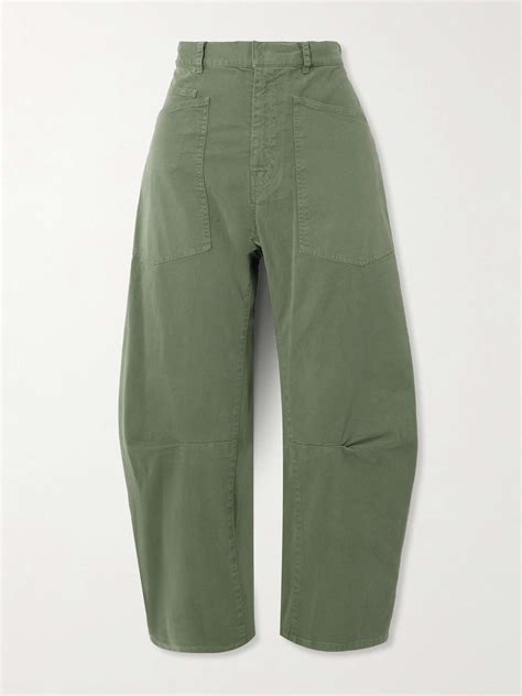 NILI LOTAN Shon cotton-blend twill barrel-leg pants | NET-A-PORTER