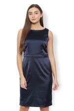 Buy Women Navy Solid Knee Length Party Dress Online - 395772 | Van Heusen