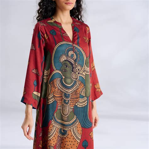 Buy Rasika Modal Satin Kurta - Rust | Rustorange