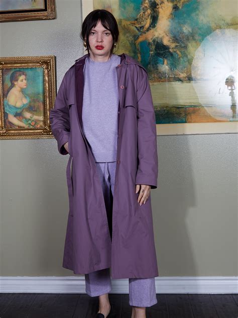 Purple Trench Coat Vintage Hooded Trench Chic Minimalist Lavender Mauve ...