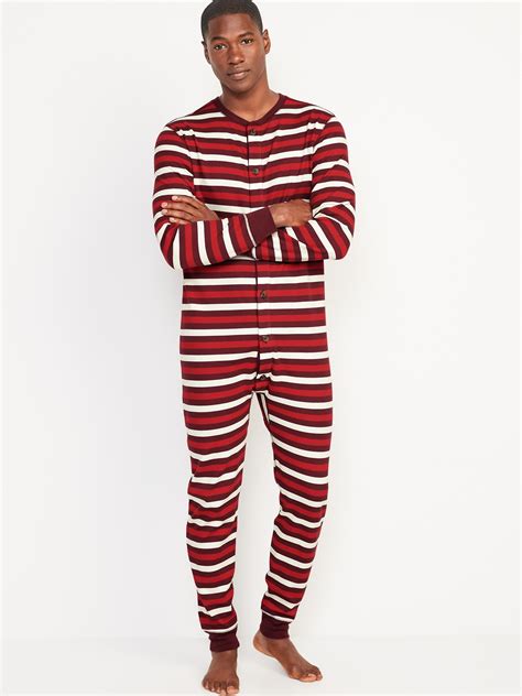 Thermal-Knit Matching Print One-Piece Pajamas for Men | Old Navy