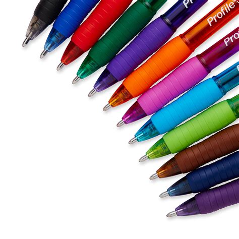 Paper Mate Profile Retractable 1.4mm Point Ballpoint Pen, 12 Colored ...