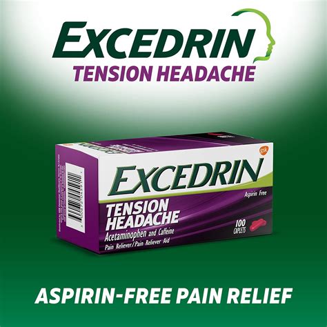 Excedrin Cápsulas de alivio del dolor de cabeza por tensión sin aspirina para aliviar el dolor ...
