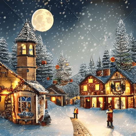 Snowy Christmas Village Wallpaper