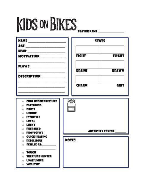 Kids On Bikes Character Sheet Redesign : r/KidsOnBikes