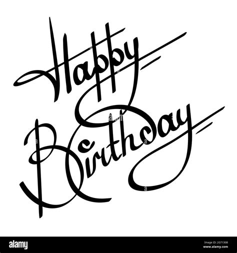 calligraphy happy birthday ornate lettering on white background Stock ...