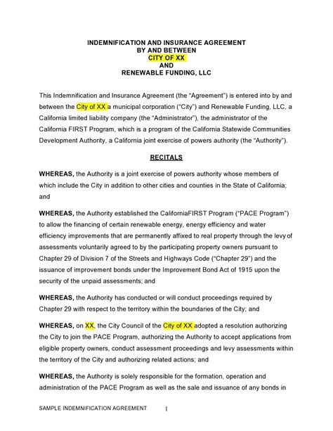 41 Free Indemnification Agreements (Word) ᐅ TemplateLab