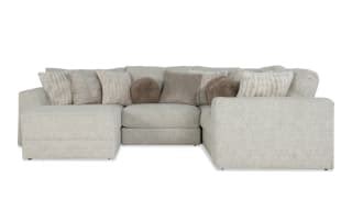 Posh Beige 134'' 4 Piece Modular Sectional with 1 Armless Chair, 1 ...