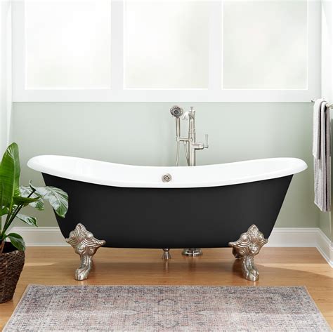 72" Lena Cast Iron Clawfoot Tub - Brushed Nickel Monarch Imperial Feet ...