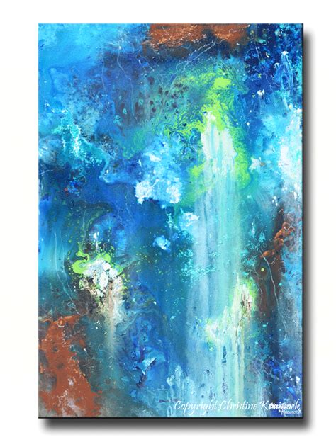 GICLEE PRINT Art Abstract Painting Modern Blue Canvas Prints Urban Teal ...