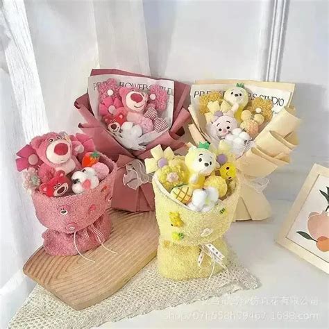 My Melody Kuromi Lotso Winnie Plush Doll Bouquet