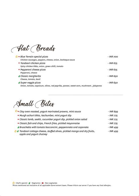 Menu at Blue Terrain, Bengaluru, Novotel Bengaluru Tech Park