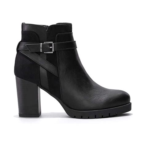 Mysoft Women's Ankle Boots Black Chunky Heel Zipper Ankle Booties Size ...