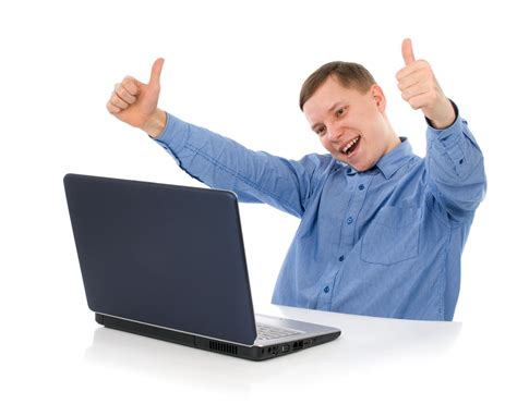 Happy Person Using Computer 的图像结果