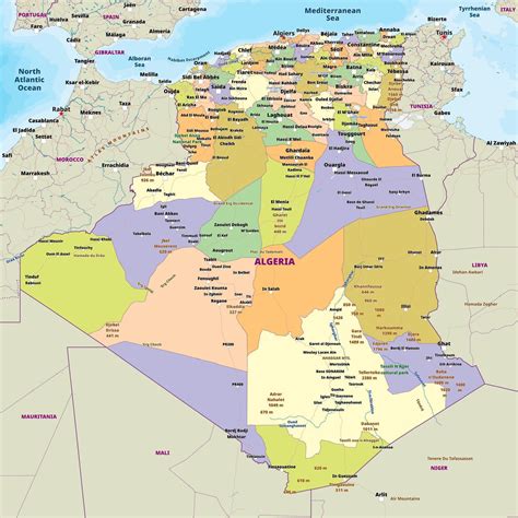 Detailed political map of Algeria 46567627 Vector Art at Vecteezy