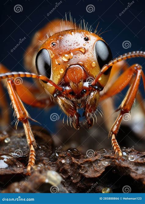 Detailed Macro Shot of an Red Ant Insect Face Stock Illustration ...