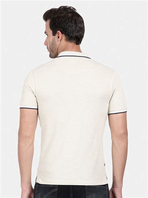 T-Base Men Cream-Coloured Polo Collar Cotton T-Shirt – Shop T-base