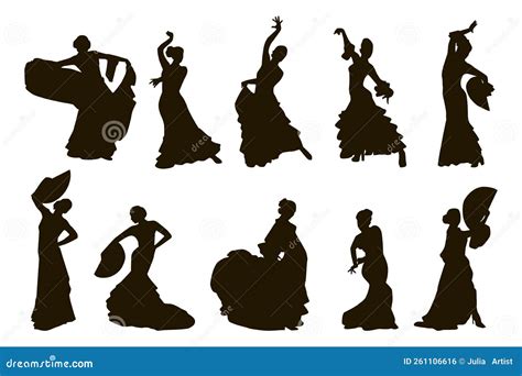 The Silhouette Of Flamenco Icon. Set Of People In Dance Element Icons ...