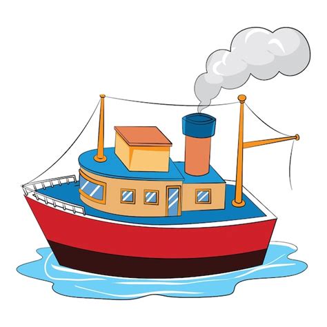 Vector illustration red colored ship boat | Premium Vector