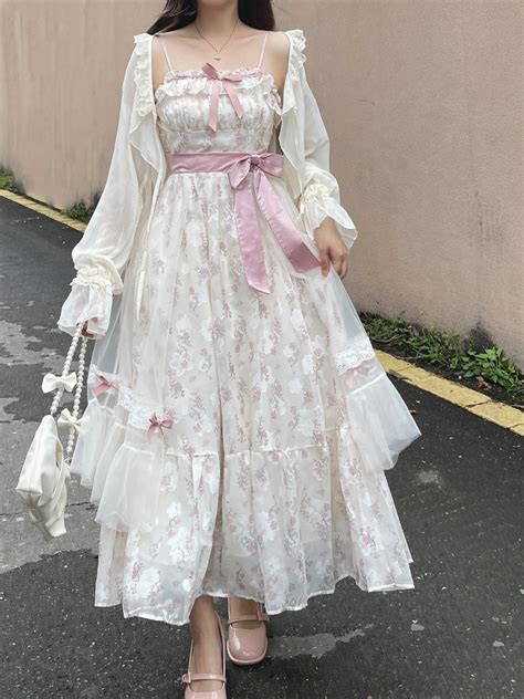 Ruellia Spring Hyde Garden Floral Pink Green Dress & Cardigan Two Piec ...