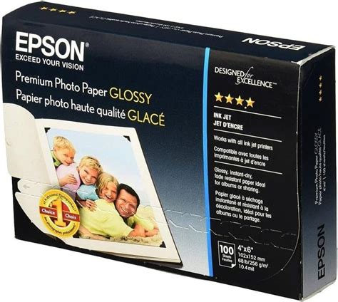 Epson Premium Photo Paper GLOSSY (4x6 Inches, 100 Sheets) (S041727 ...