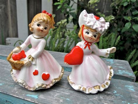 ON HOLD for Kori. Valentine Figurines Lefton Valentine Girls | Etsy ...