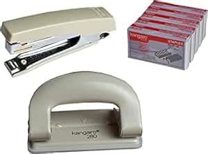 Kangaro Combo of Paper Punch 280, Staplers HD -10D & 5 Pkt of Stapler ...