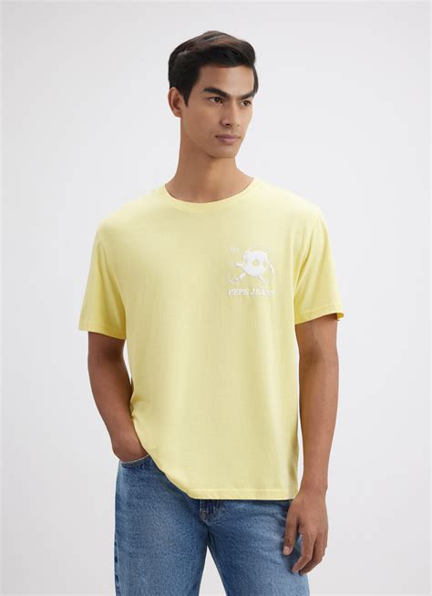 Men Yellow Back Print Short Sleeve Oversized T-shirt | Pepe Jeans India