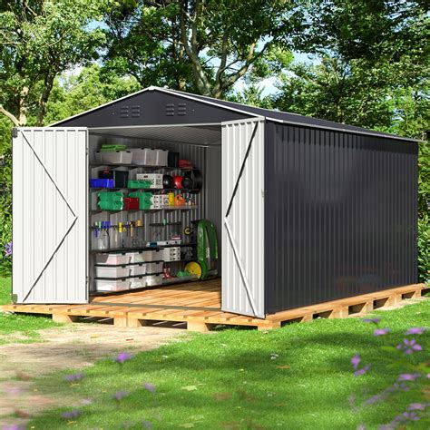 Polar Aurora 8 x 12 FT Outdoor Storage Shed, Metal Garden Shed with ...
